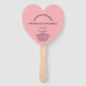 Modernes Blush Pink Hochzeitsprogramm Hand Fan Fächer (Vorderseite)