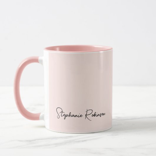 Modernes Blush Pink Monogram Name Signature Script Tasse (Links)