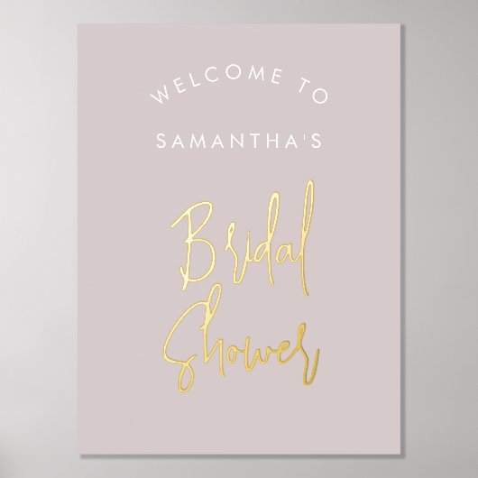 Modernes Blush Pink Script Willkommen Brautparty Foliendrucke (Vorderseite)