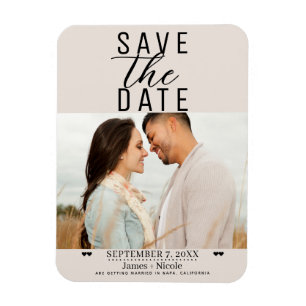 Modernes Blush Tan Save the Date Hochzeitsszitz Fo Magnet