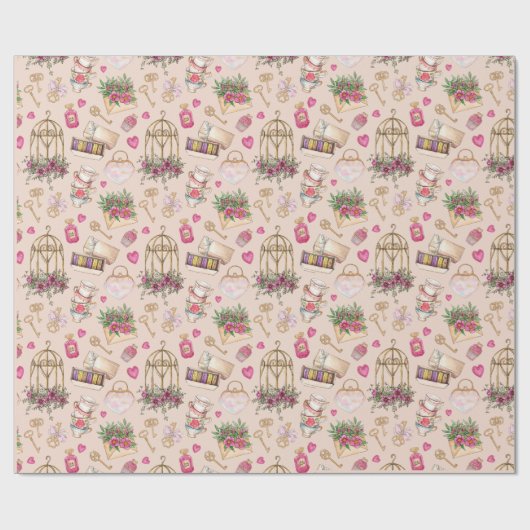 Modernes Blush Tee Party Geschenkpapier (Flach)