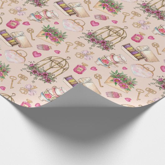 Modernes Blush Tee Party Geschenkpapier (Ecke)