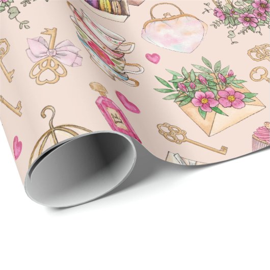 Modernes Blush Tee Party Geschenkpapier (Rolleneckpunkt)