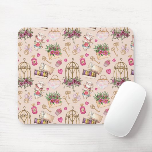 Modernes Blush Tee Party Mousepad (Mit Mouse)