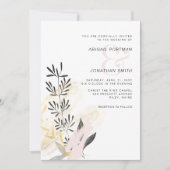 Modernes Blush und Black Botanical Wedding Foto Einladung (Vorderseite)