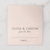 Modernes Blush-und Black-Wedding-Monogramm Platzkarte (Außenseite Aufgefaltet)