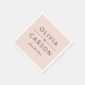 Modernes Blush-und Black-Wedding-Monogramm Serviette (Ecke)