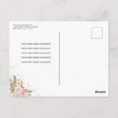 Modernes Blütenrosa Gold Tiara Quinceañera Postkarte (Rückseite)