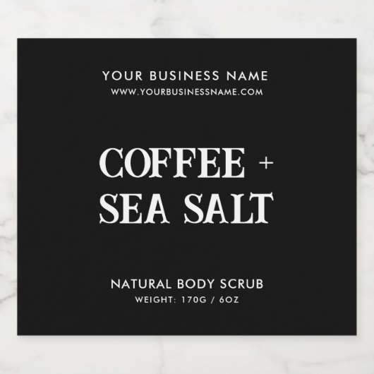 Modernes Body-Peeling mit elegantem schwarzen Prod Alkoholflaschenetikett (Einzelnes Label)