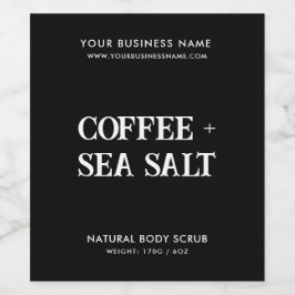 Modernes Body-Peeling mit elegantem schwarzen Prod Weinetikett