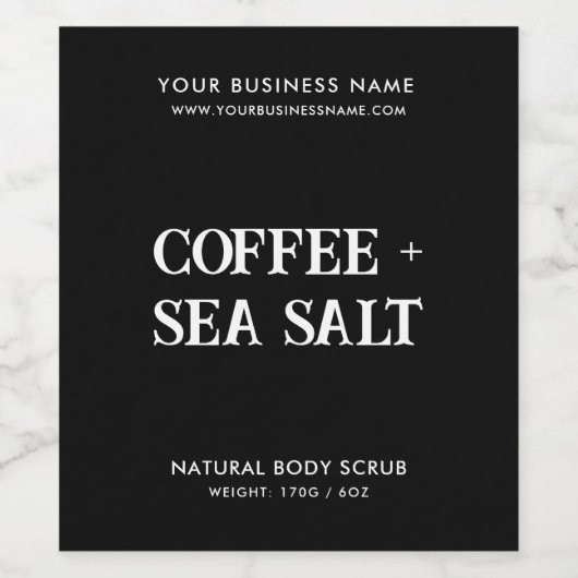 Modernes Body-Peeling mit elegantem schwarzen Prod Weinetikett (Einzelnes Label)