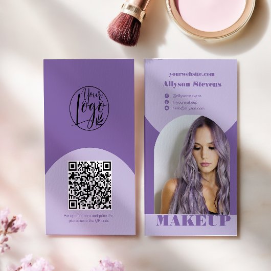 Modernes Bogen-Make-up lila Foto-QR-Code-Logo Visitenkarte