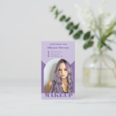 Modernes Bogen-Make-up lila Foto-QR-Code-Logo Visitenkarte (Stehend Vorderseite)