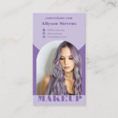 Modernes Bogen-Make-up lila Foto-QR-Code-Logo Visitenkarte (Vorderseite)