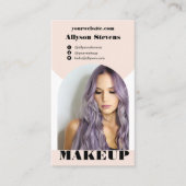 Modernes Bogen-Make-up Rosa Foto qr-Logo Visitenkarte (Vorderseite)