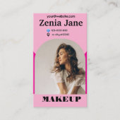 Modernes Bogen-Make-up Rosa Foto qr-Logo Visitenkarte (Vorderseite)