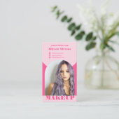 Modernes Bogen-Make-up Rosa Foto qr-Logo Visitenkarte (Stehend Vorderseite)