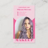 Modernes Bogen-Make-up Rosa Foto qr-Logo Visitenkarte (Vorderseite)