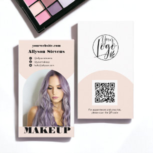 Modernes Bogen-Make-up Rosa Foto qr-Logo Visitenkarte