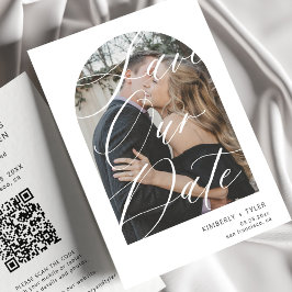 Modernes Bogen-Skript Foto QR CODE Hochzeit Save The Date