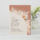 Modernes bohemianisches Foto aus Terrakotta-Pampas Save The Date (Stehend Vorderseite)