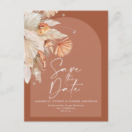 Modernes bohemianisches Terracotta Pampas Gras sti Ankündigungspostkarte