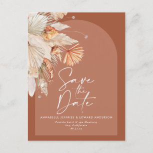 Modernes bohemianisches Terracotta Pampas Gras sti Ankündigungspostkarte