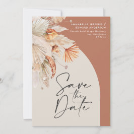Modernes bohemianisches Terracotta Pampas Gras sti Save The Date