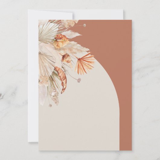 Modernes bohemianisches Terracotta Pampas Gras sti Save The Date (Rückseite)