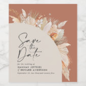 Modernes bohemianisches Terracotta Pampas Gras sti Weinetikett (Einzelnes Label)