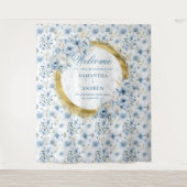 Modernes Bohemisch-Light-Blue-Gold-Hochzeitsband Wandteppich (Vorderseite)