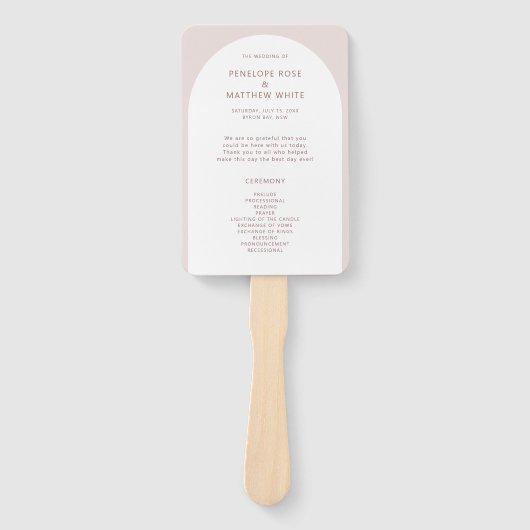 Modernes Bohemisches Arch-Zeremonie-Programm Handf Fächer (Vorderseite)