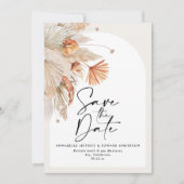 Modernes bohemisches botanisches Terracotta-Pampas Save The Date (Vorderseite)