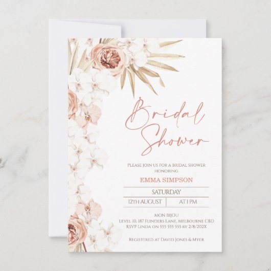 Modernes Bohemisches Brautparty mit Blumen Einladung (Vorderseite)