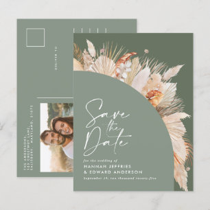 Modernes Bohemisches Foto Grüne Pampas Grass Anno Ankündigungspostkarte