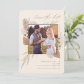 Modernes Bohemisches Foto Pampas Grass Save The Date (Stehend Vorderseite)