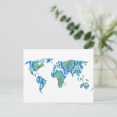 Modernes Bohemisches Gemustert | Weltkarte | Postk Postkarte (Stehend Vorderseite)