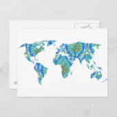 Modernes Bohemisches Gemustert | Weltkarte | Postk Postkarte (Vorne/Hinten)