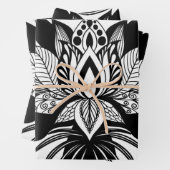Modernes, Bohemisches Schwarz-weißes Lotus Leaf Geschenkpapier Set (Beispiel)