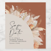 Modernes bohemisches Terracotta Pampas Gras elegan Weinetikett (Einzelnes Label)