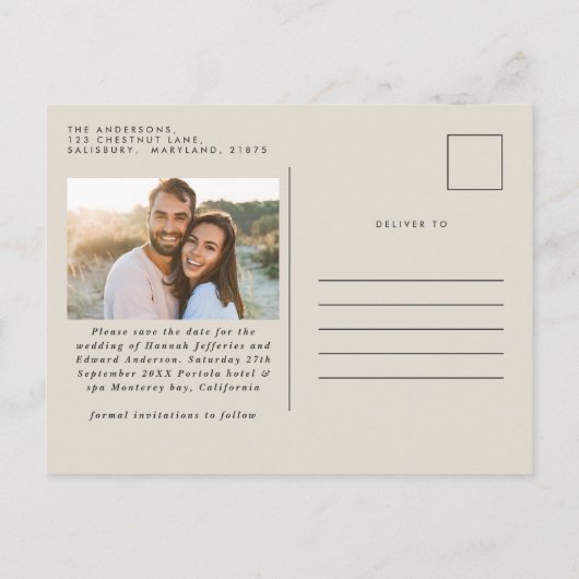 Modernes bohemisches Terracotta-Pampas-Gras-Foto Ankündigungspostkarte (Rückseite)