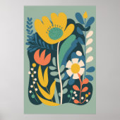 Modernes Boho Abstrakt Botanisches Blume Poster (Vorne)