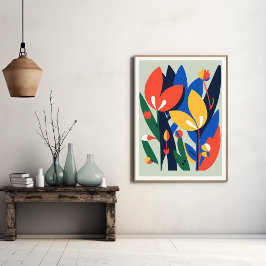 Modernes Boho Abstrakt Botanisches Blume Poster