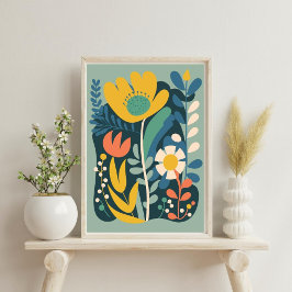 Modernes Boho Abstrakt Botanisches Blume Poster