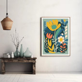 Modernes Boho Abstrakt Botanisches Blume Poster