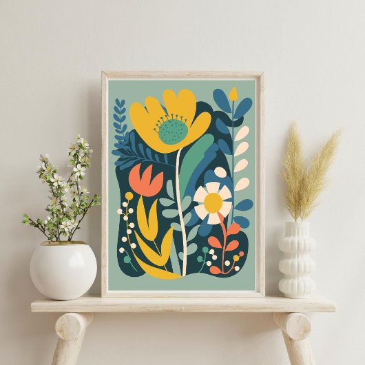 Modernes Boho Abstrakt Botanisches Blume Poster