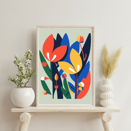 Modernes Boho Abstrakt Botanisches Blume Poster
