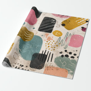 Modernes Boho Abstraktes Muster   Textil farblich Geschenkpapier