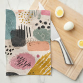Modernes Boho Abstraktes Muster | Textil farblich Geschirrtuch (Viertel Falte)