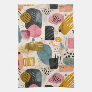 Modernes Boho Abstraktes Muster Textil farblich Geschirrtuch